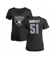 Football Women's Oakland Raiders #51 Vontaze Burfict Black Name & Number Logo T-Shirt