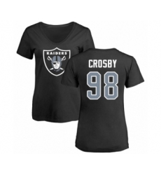 Football Women's Oakland Raiders #98 Maxx Crosby Black Name & Number Logo T-Shirt