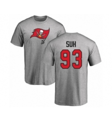 Football Tampa Bay Buccaneers #93 Ndamukong Suh Ash Name & Number Logo T-Shirt