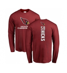 Football Arizona Cardinals #58 Jordan Hicks Maroon Backer Long Sleeve T-Shirt