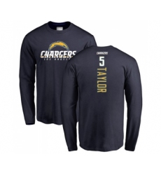 Football Los Angeles Chargers #5 Tyrod Taylor Navy Blue Backer Long Sleeve T-Shirt