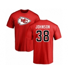Football Kansas City Chiefs #38 Dontae Johnson Red Name & Number Logo T-Shirt