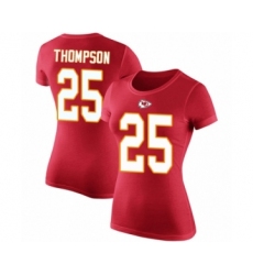 Football Women's Kansas City Chiefs #25 Darwin Thompson Red Rush Pride Name & Number T-Shirt