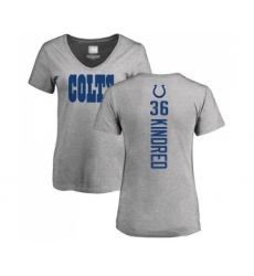 Football Women's Indianapolis Colts #36 Derrick Kindred Ash Backer T-Shirt