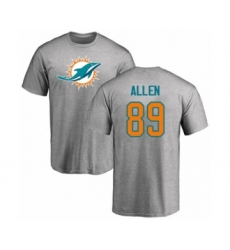 Football Miami Dolphins #89 Dwayne Allen Ash Name & Number Logo T-Shirt