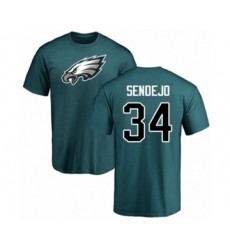 Philadelphia Eagles #34 Andrew Sendejo Green Name & Number Logo T-Shirt
