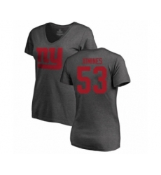 Football Women's New York Giants #53 Oshane Ximines Ash One Color T-Shirt