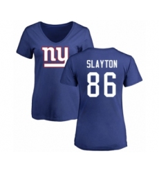 Football Women's New York Giants #86 Darius Slayton Royal Blue Name & Number Logo T-Shirt