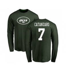 Football New York Jets #7 Chandler Catanzaro Green Name & Number Logo Long Sleeve T-Shirt