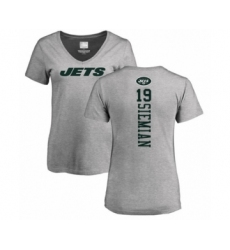 Football Women's New York Jets #19 Trevor Siemian Ash Backer T-Shirt