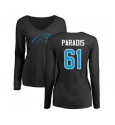 Football Women's Carolina Panthers #61 Matt Paradis Black Name & Number Logo Slim Fit Long Sleeve T-Shirt