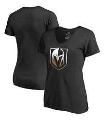 NHL Women's Vegas Golden Knights Black Gradient Logo V-Neck T-Shirt