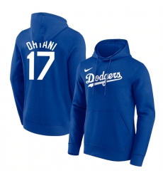 Men's Los Angeles Dodgers #17 Shohei Ohtani Blue Name & Number Pullover Hoodie