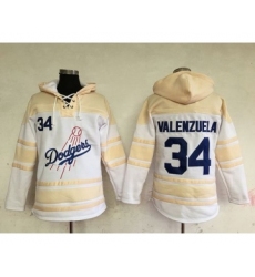 Men's Los Angeles Dodgers #34 Fernando Valenzuela Retired White Baseball MLB Hoodie