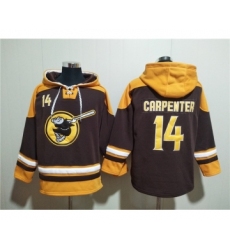 Men's San Diego Padres #14 Matt Carpenter Brown Gold Ageless Must-Have Lace-Up Pullover Hoodie