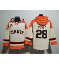 Men's San Francisco Giants #28 Buster Posey Cream Ageless Must-Have Lace-Up Pullover Hoodie