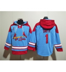 Men's St.Louis Cardinals #1 Ozzie Smith Blue Ageless Must-Have Lace-Up Pullover Hoodie