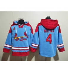 Men's St.Louis Cardinals #4 Yadier Molina Blue Ageless Must-Have Lace-Up Pullover Hoodie