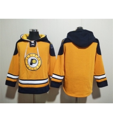 Men's Indiana Pacers Blank Yellow Lace-Up Pullover Hoodie