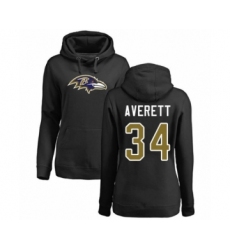 Football Women's Baltimore Ravens #34 Anthony Averett Black Name & Number Logo Pullover Hoodie