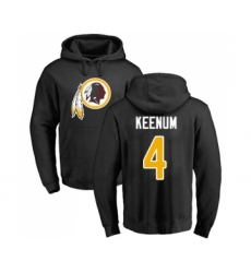 Football Washington Redskins #4 Case Keenum Black Name & Number Logo Pullover Hoodie