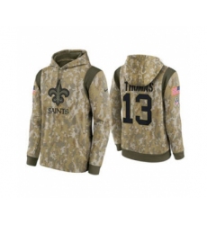 Men's New Orleans Saints #13 Michael Thomas Camo 2021 Salute To Service Therma Performance Pullover Football Hoodie