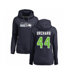 Football Women's Seattle Seahawks #44 Nate Orchard Navy Blue Name & Number Logo Pullover Hoodie