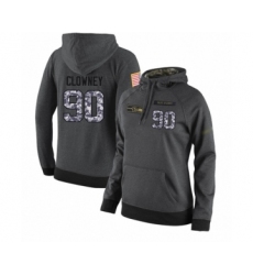 Football Women's Seattle Seahawks #90 Jadeveon Clowney Stitched Black Anthracite Salute to Service Player Performance Hoodie