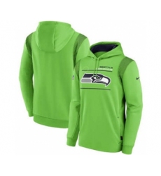 Men's Seattle Seahawks 2021 Neon Green Sideline Logo Performance Pullover Hoodie