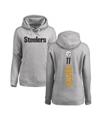 Football Women's Pittsburgh Steelers #11 Justin Hunter Ash Backer Pullover Hoodie
