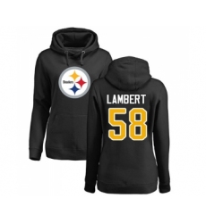 Football Women's Pittsburgh Steelers #58 Jack Lambert Black Name & Number Logo Pullover Hoodie