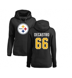 Football Women's Pittsburgh Steelers #66 David DeCastro Black Name & Number Logo Pullover Hoodie