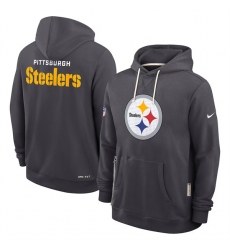 Men's Pittsburgh Steelers Anthracite Sideline Standard Issue Initial Home Dri-FIT Pullover Hoodie