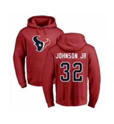 Football Houston Texans #32 Lonnie Johnson Red Name & Number Logo Pullover Hoodie