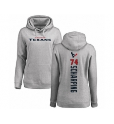 Football Women's Houston Texans #74 Max Scharping Ash Backer Pullover Hoodie