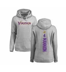 Football Women's Minnesota Vikings #4 Sean Mannion Ash Backer Pullover Hoodie