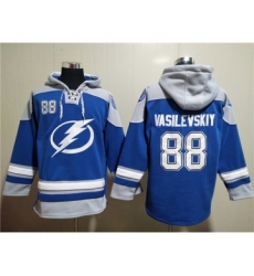 Men's Tampa Bay Lightning #88 Andrei Vasilevskiy Blue Ageless Must-Have Lace-Up Pullover Hoodie