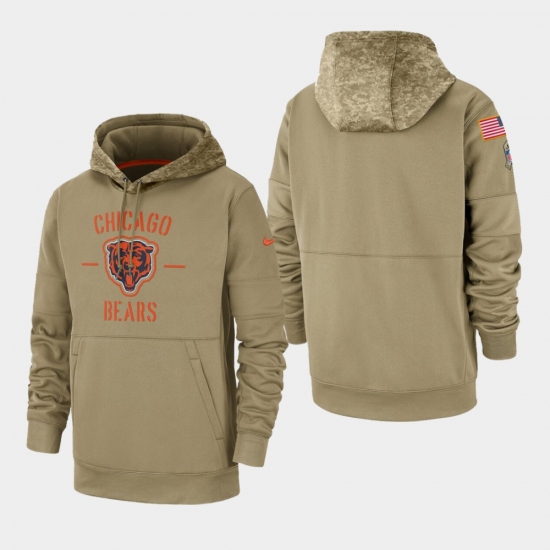 Men's Chicago Bears Tan 2019 Salute to Service Sideline Therma Pullover ...