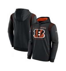 Men's Cincinnati Bengals 2021 Black Sideline Logo Performance Pullover Hoodie