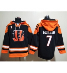 Men's Cincinnati Bengals #7 Boomer Esiason Orange Black Ageless Must-Have Lace-Up Pullover Hoodie