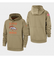 Men's Denver Broncos Tan 2019 Salute to Service Sideline Therma Pullover Hoodie