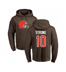 Football Cleveland Browns #10 Jaelen Strong Brown Name & Number Logo Pullover Hoodie