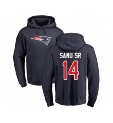 Football New England Patriots #14 Mohamed Sanu Sr Navy Blue Name & Number Logo Pullover Hoodie