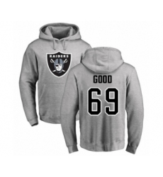 Football Oakland Raiders #69 Denzelle Good Ash Name & Number Logo Pullover Hoodie
