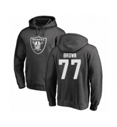 Football Oakland Raiders #77 Trent Brown Ash One Color Pullover Hoodie