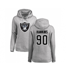 Football Women's Oakland Raiders #90 Johnathan Hankins Ash Name & Number Logo Pullover Hoodie