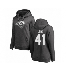 Football Women's Los Angeles Rams #41 David Long Ash One Color Pullover Hoodie