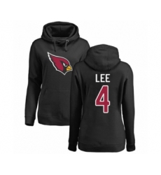 Football Women's Arizona Cardinals #4 Andy Lee Black Name & Number Logo Pullover Hoodie