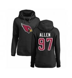 Football Women's Arizona Cardinals #97 Zach Allen Black Name & Number Logo Pullover Hoodie