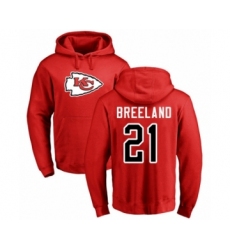 Football Kansas City Chiefs #21 Bashaud Breeland Red Name & Number Logo Pullover Hoodie